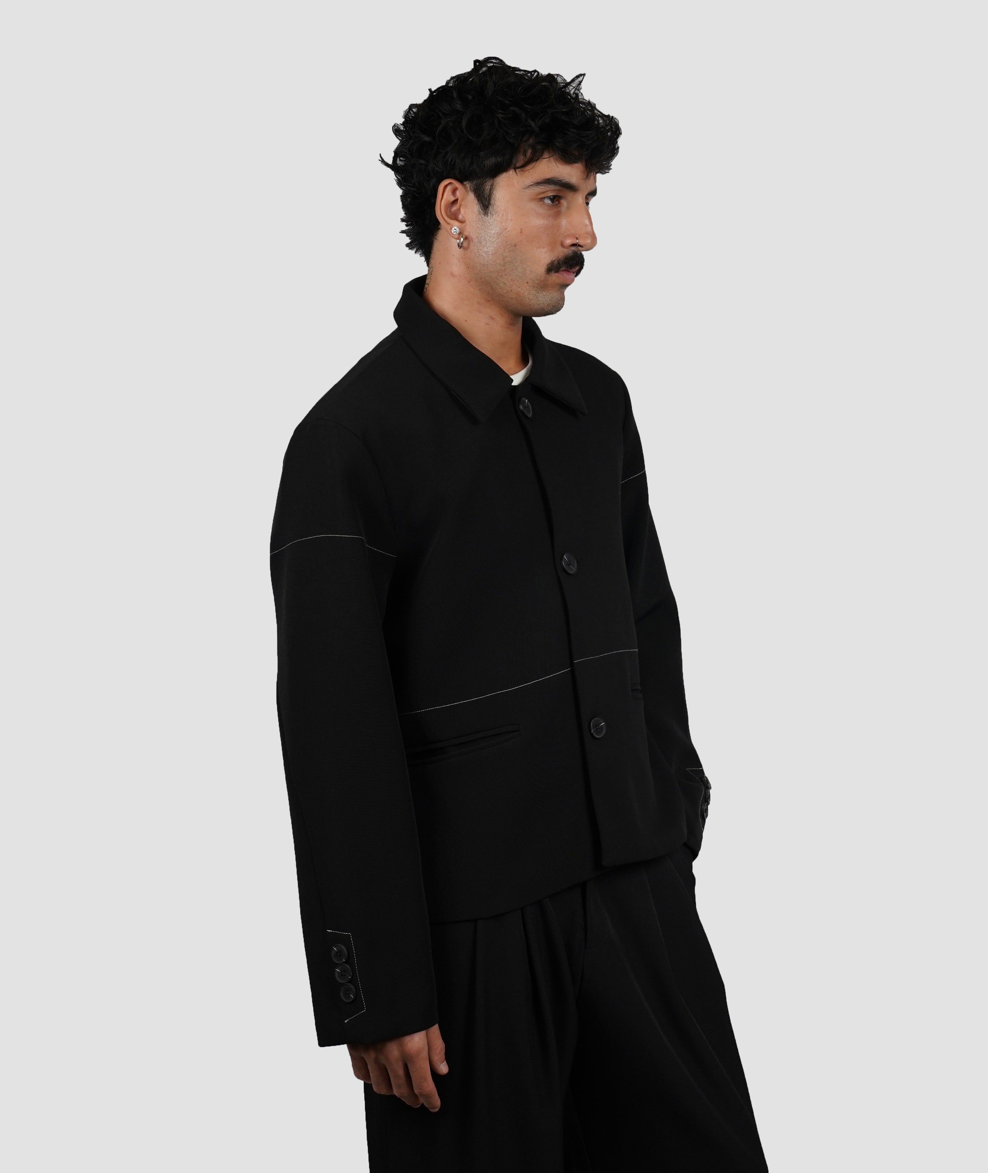 Cropped stitched blazer