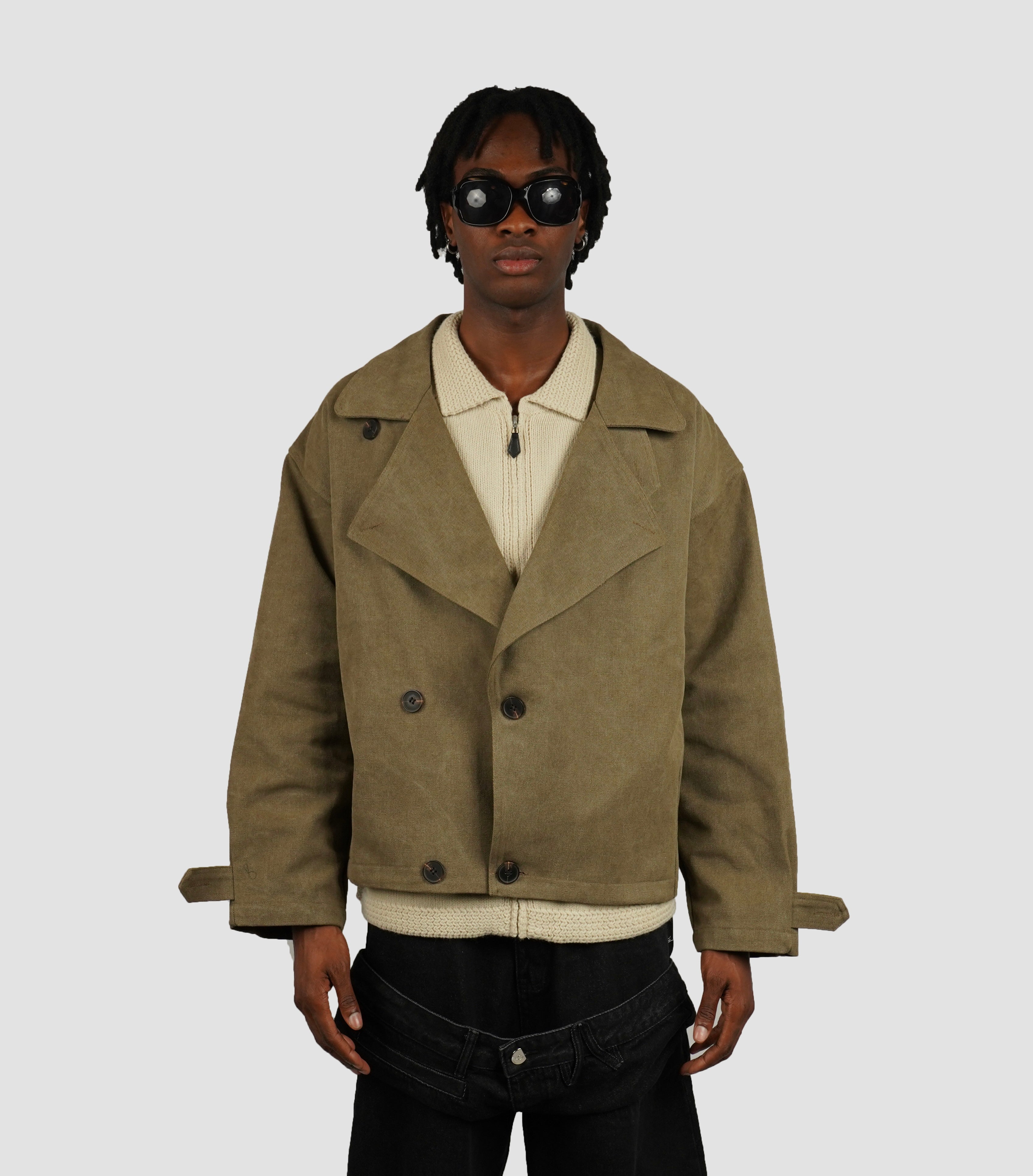 Washed green jean jacket