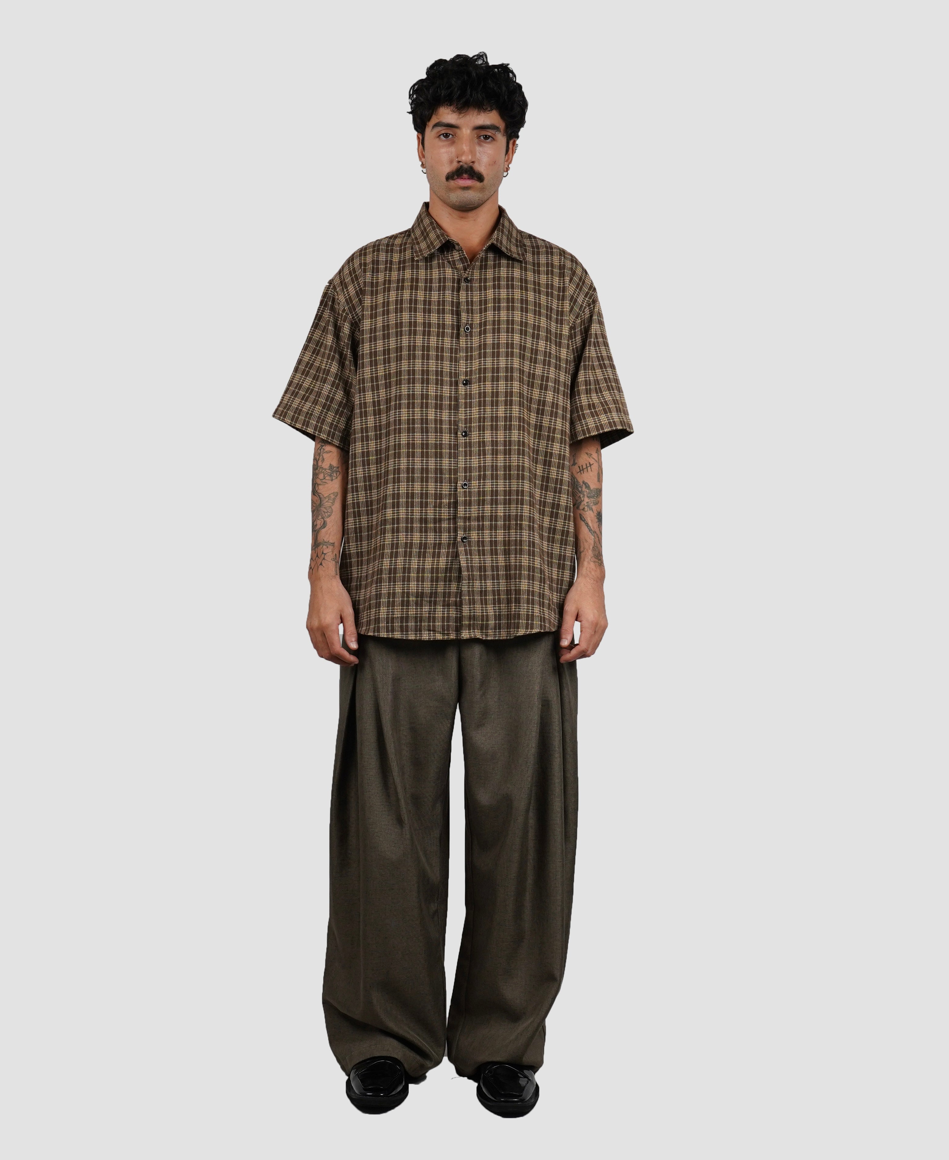 Brown Oversized button up shirt
