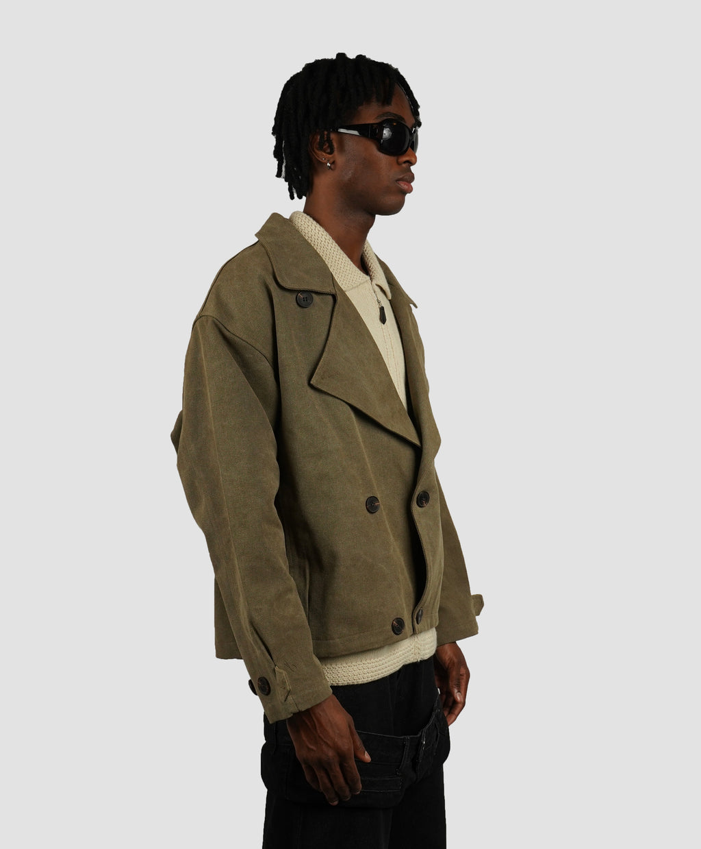 Washed green jean jacket