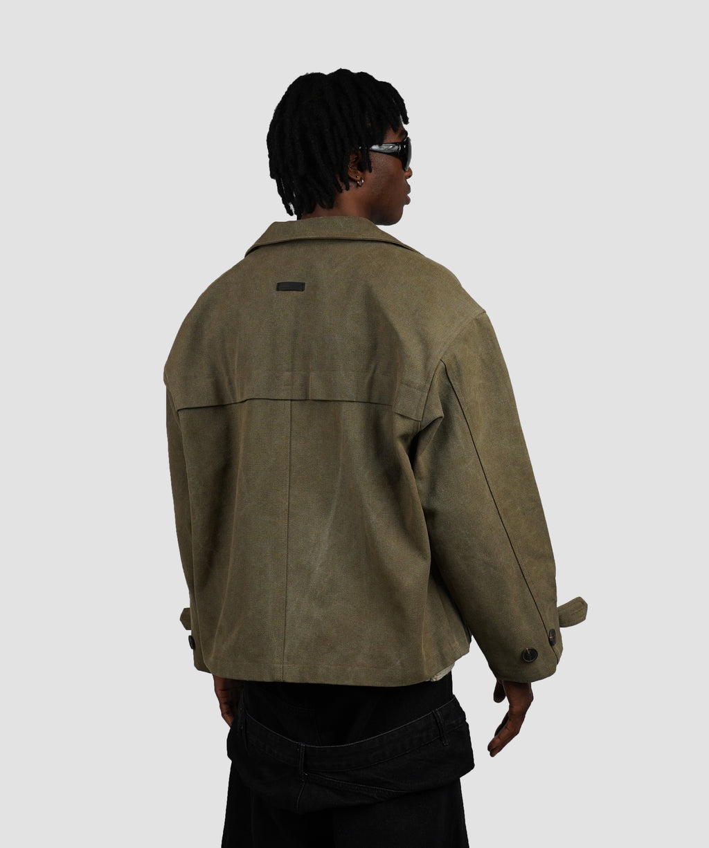 Washed green jean jacket