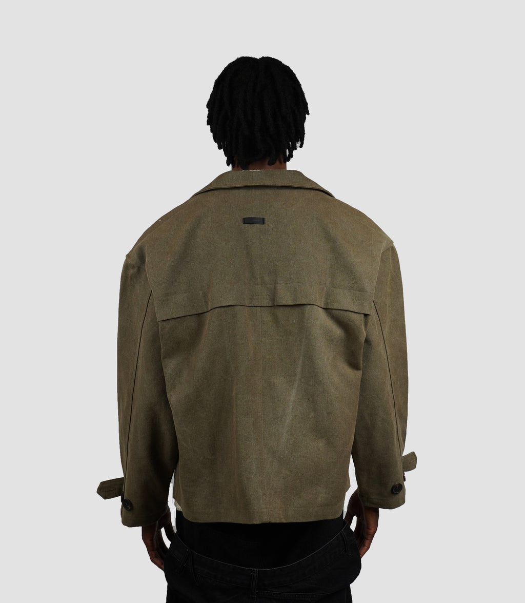 Washed green jean jacket