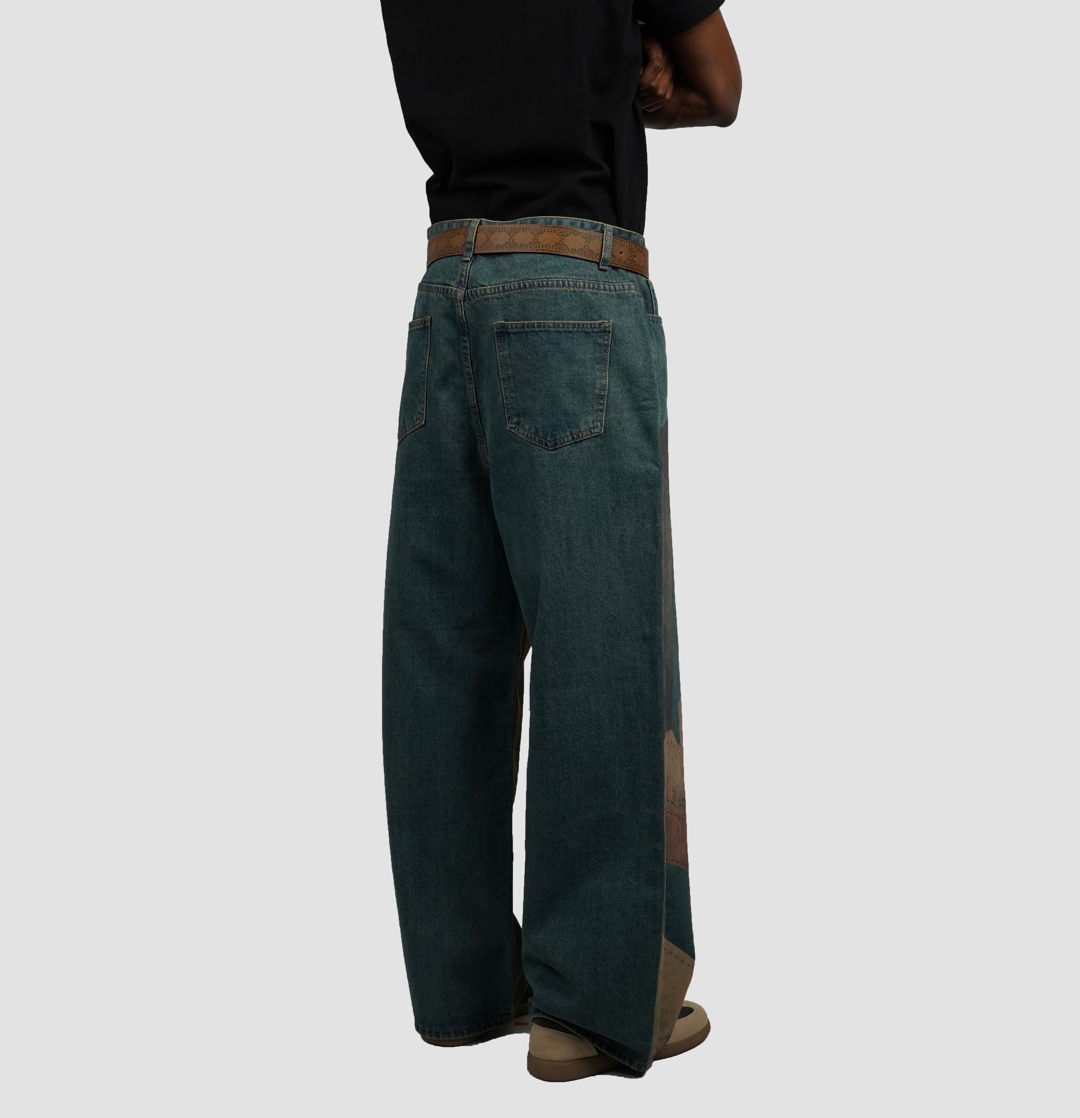 patchwork denim pants