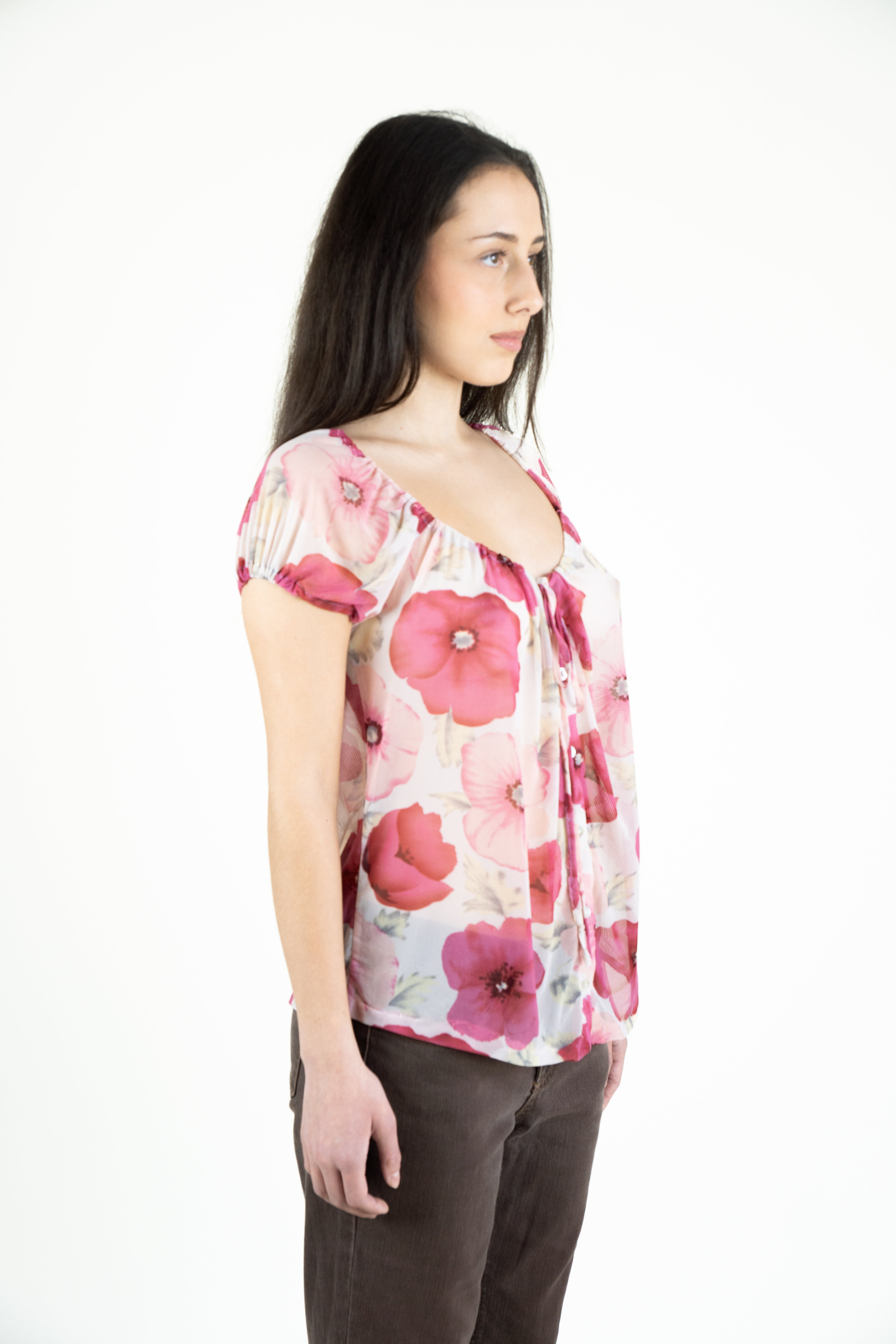 Pink floral blouse