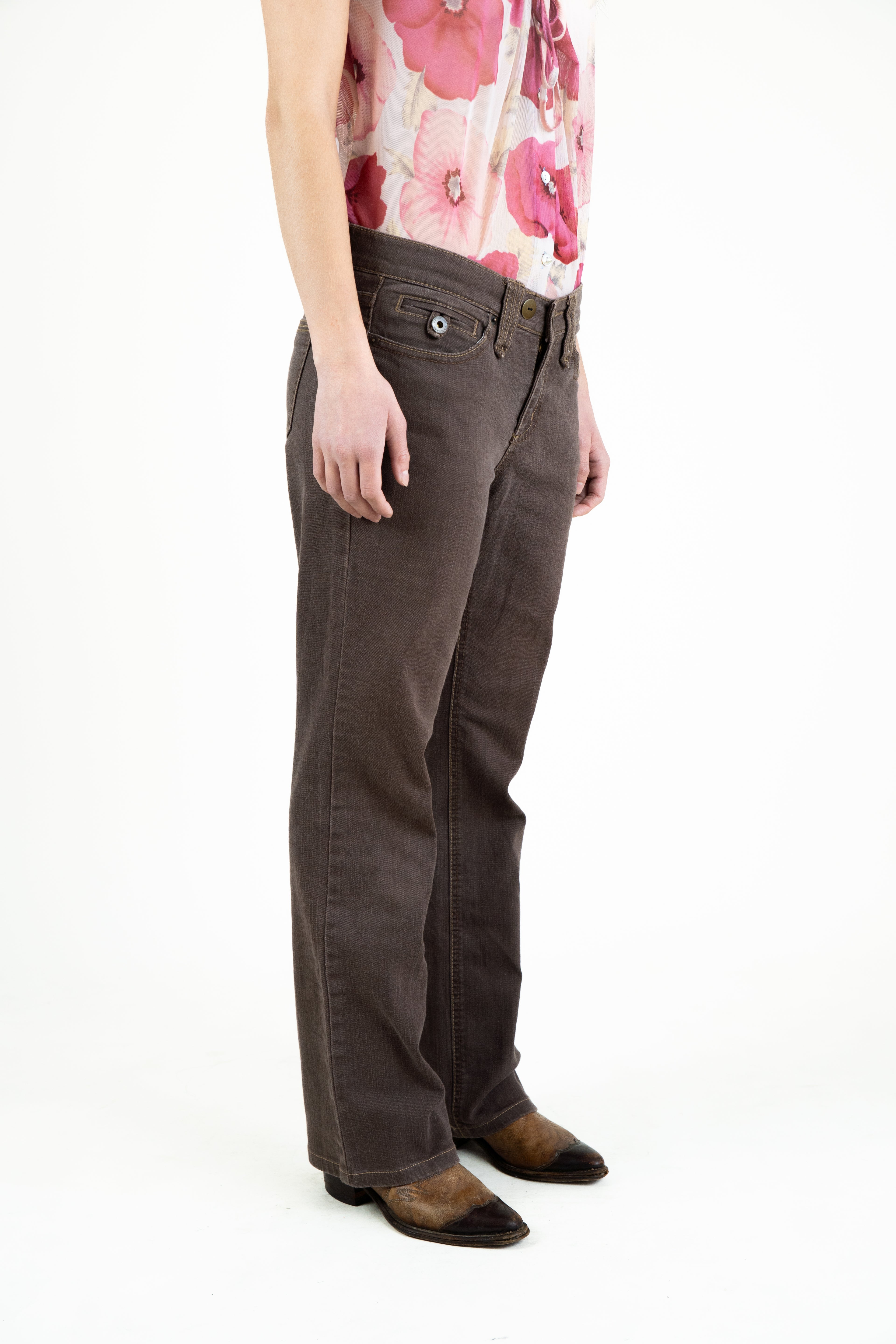 low rise brown pants