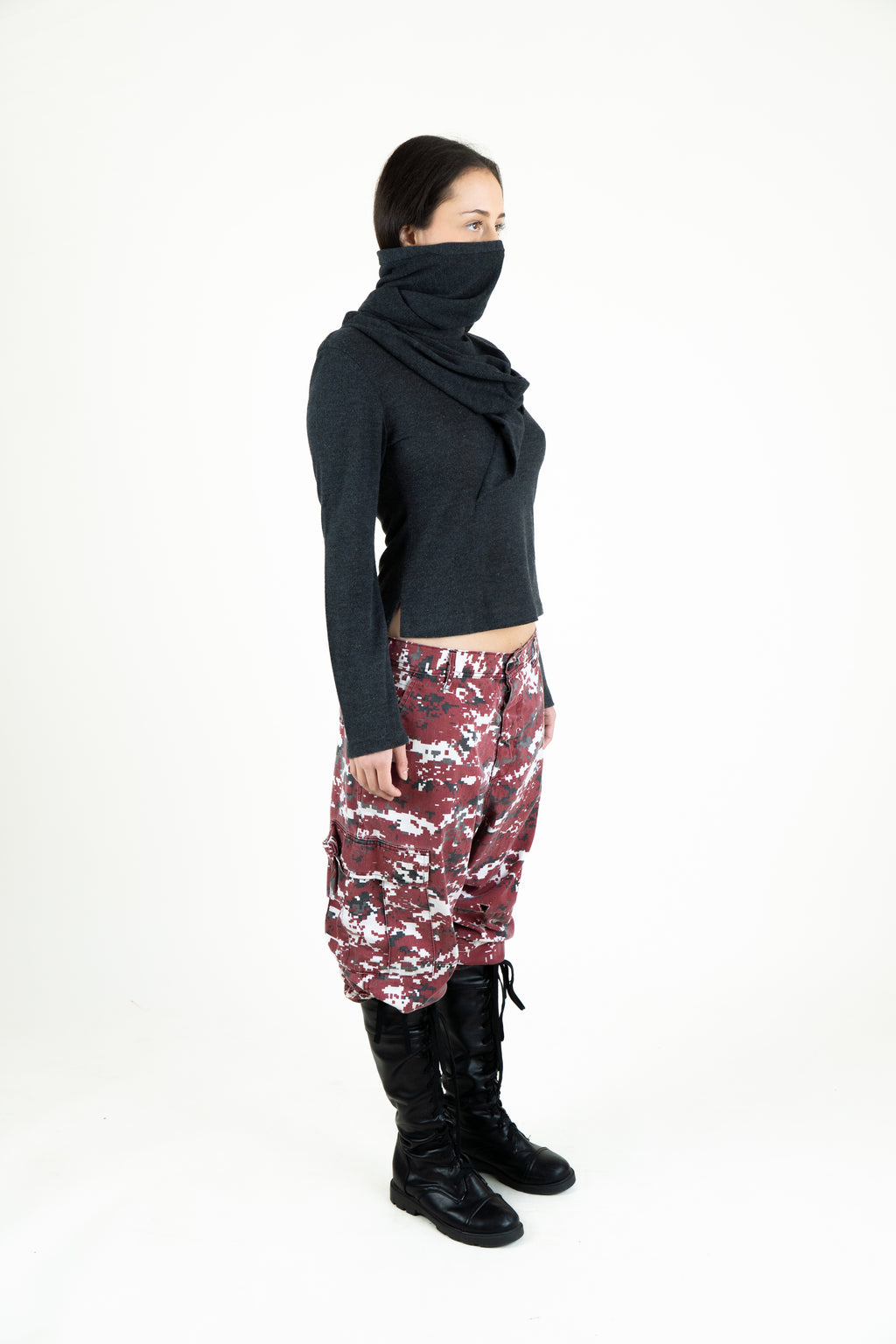 Bell sleeves & camo pants look