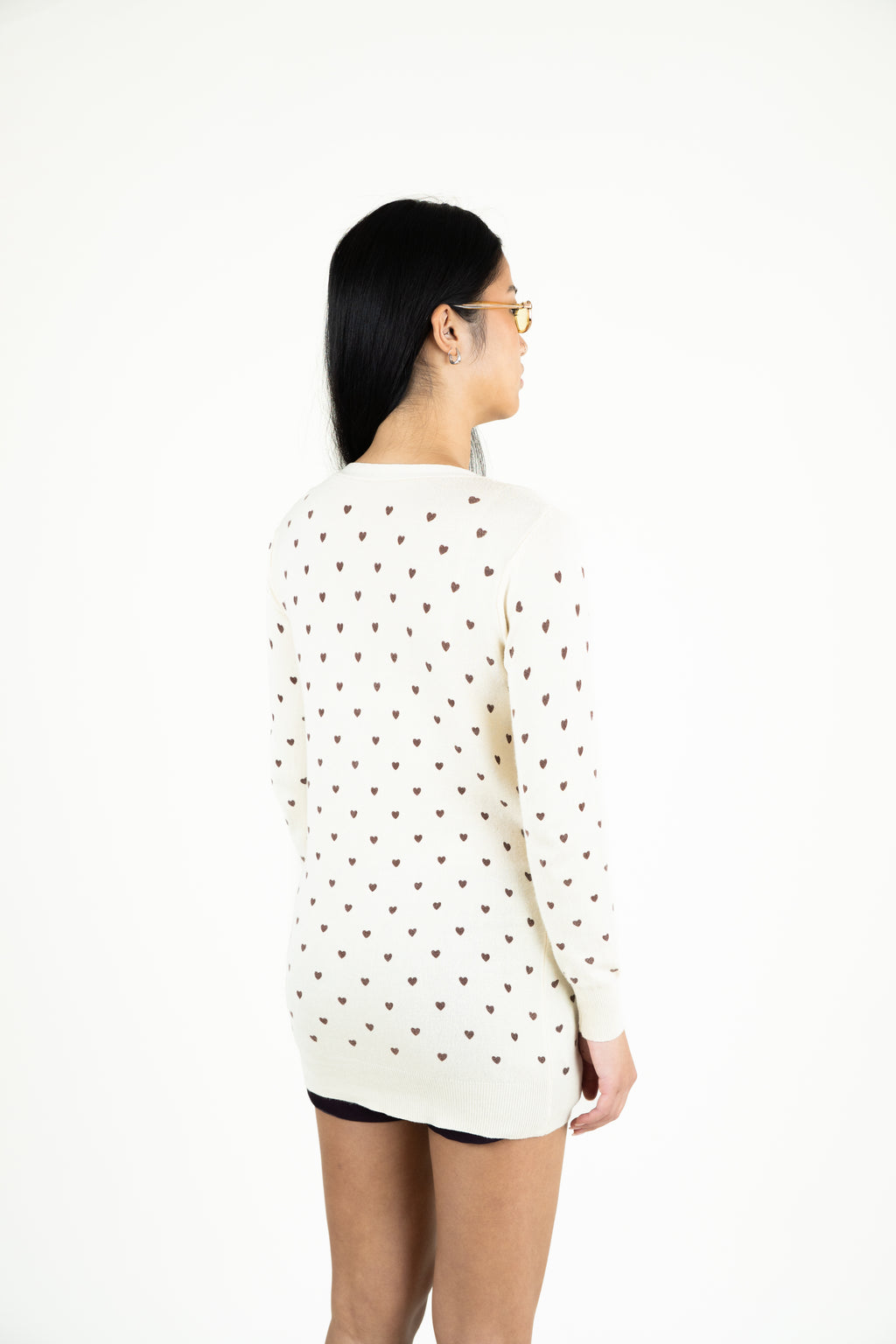 cream heart print cardigan