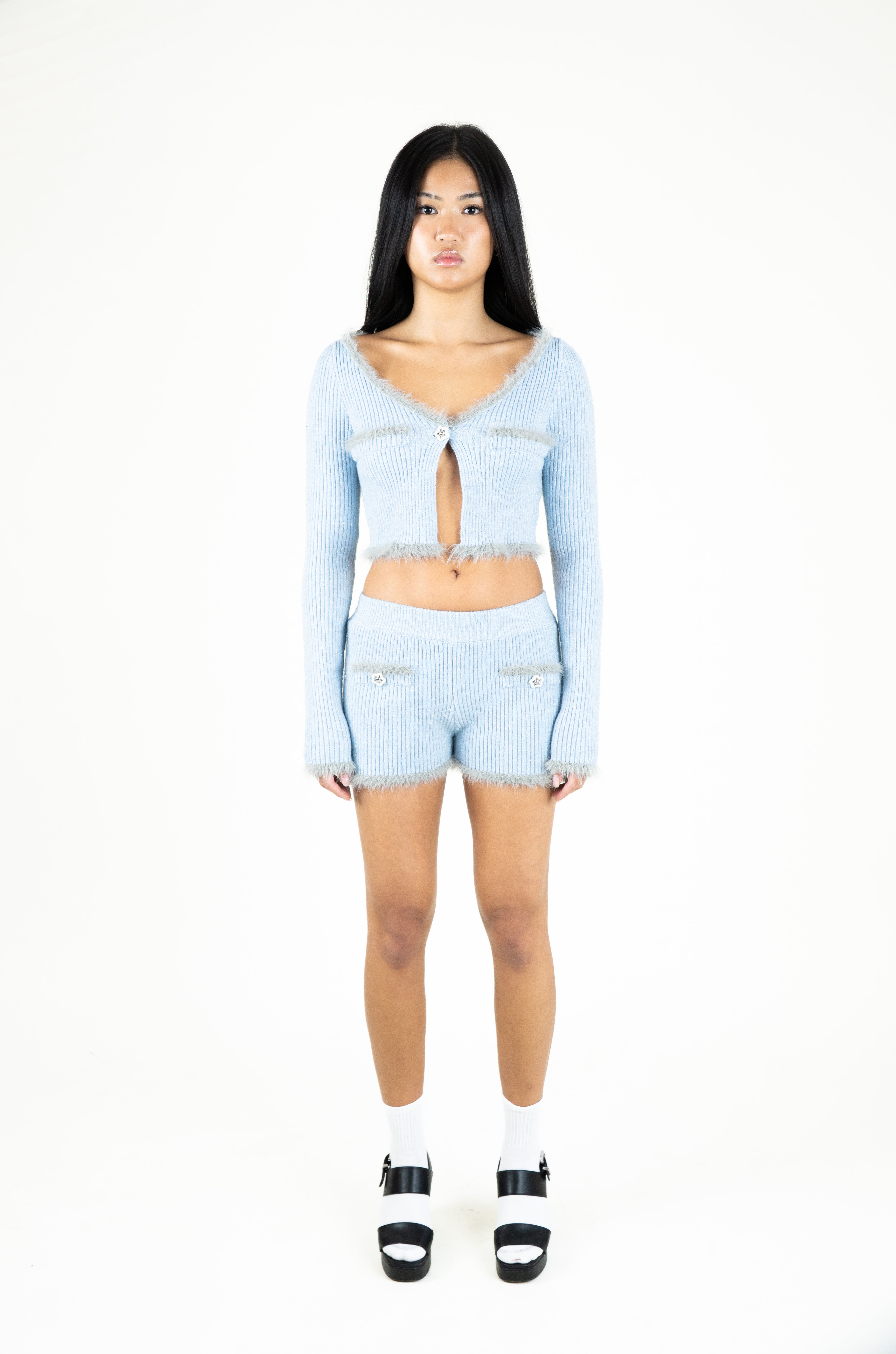 Y2K baby blue knit set