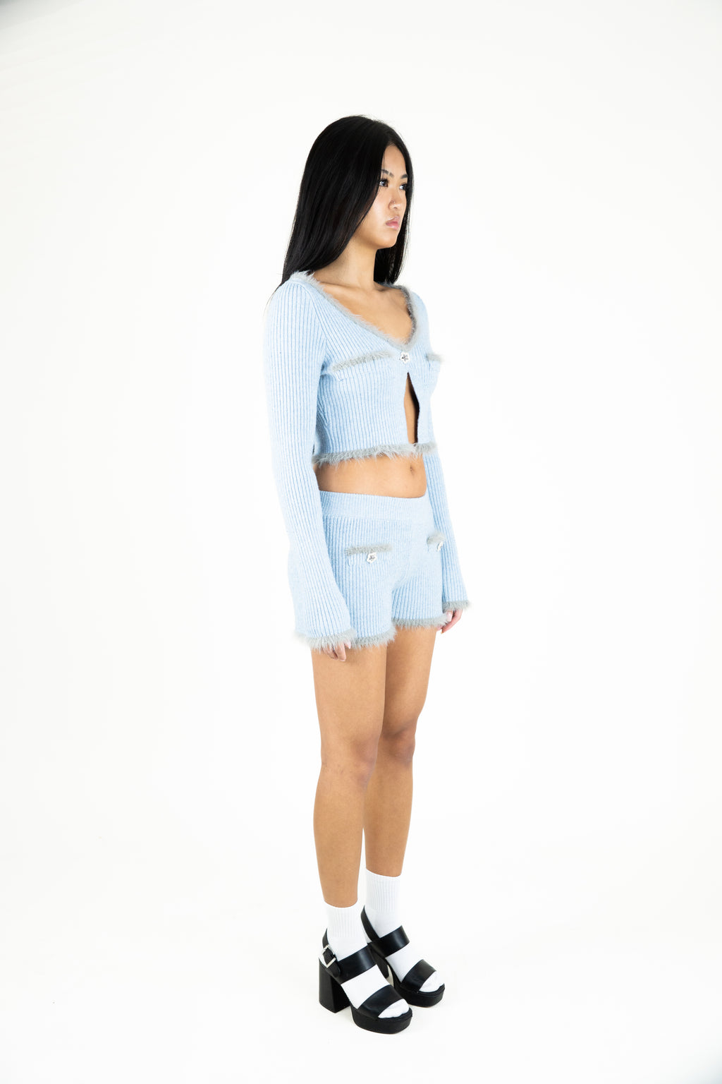 Y2K baby blue knit set