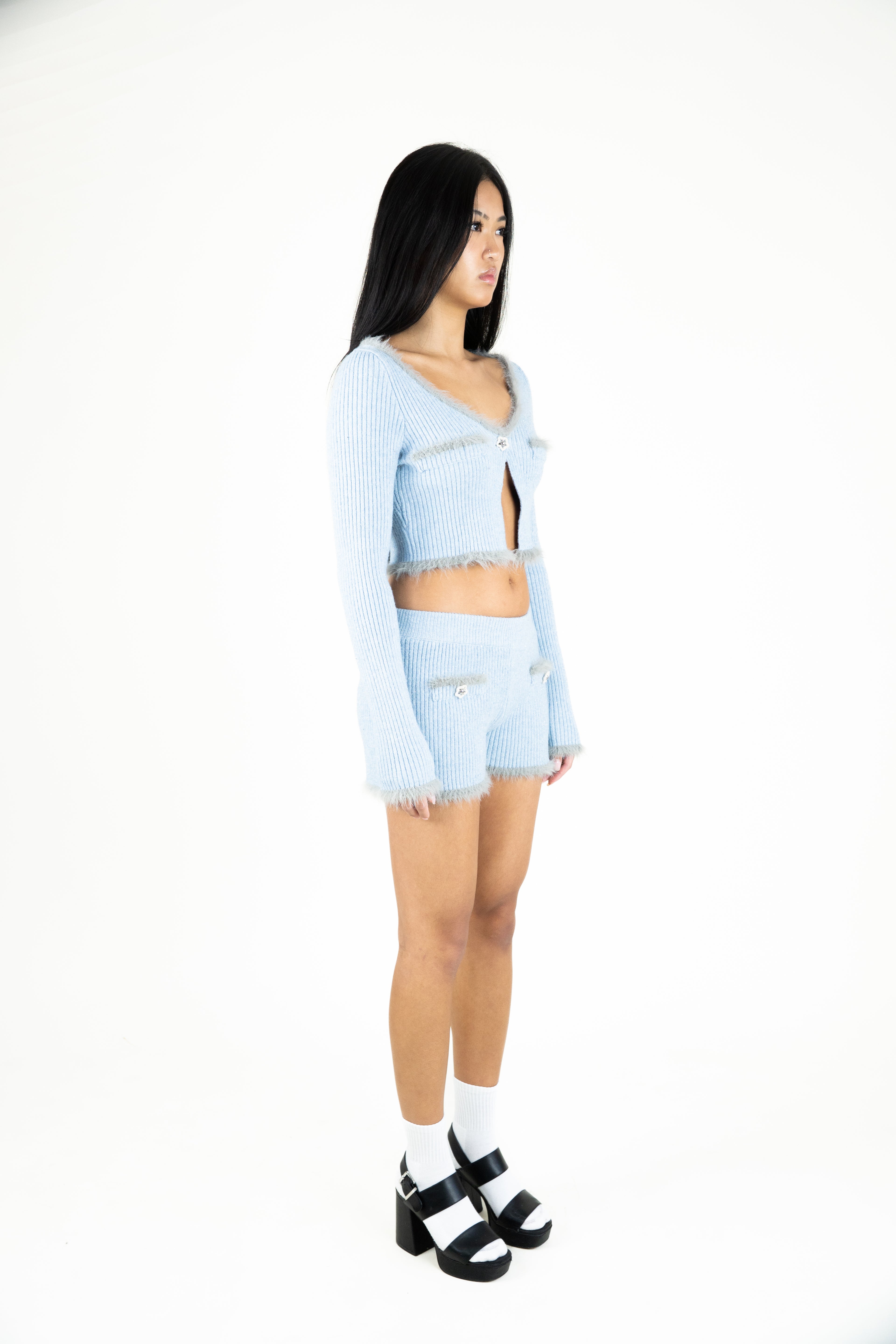Y2K baby blue knit set
