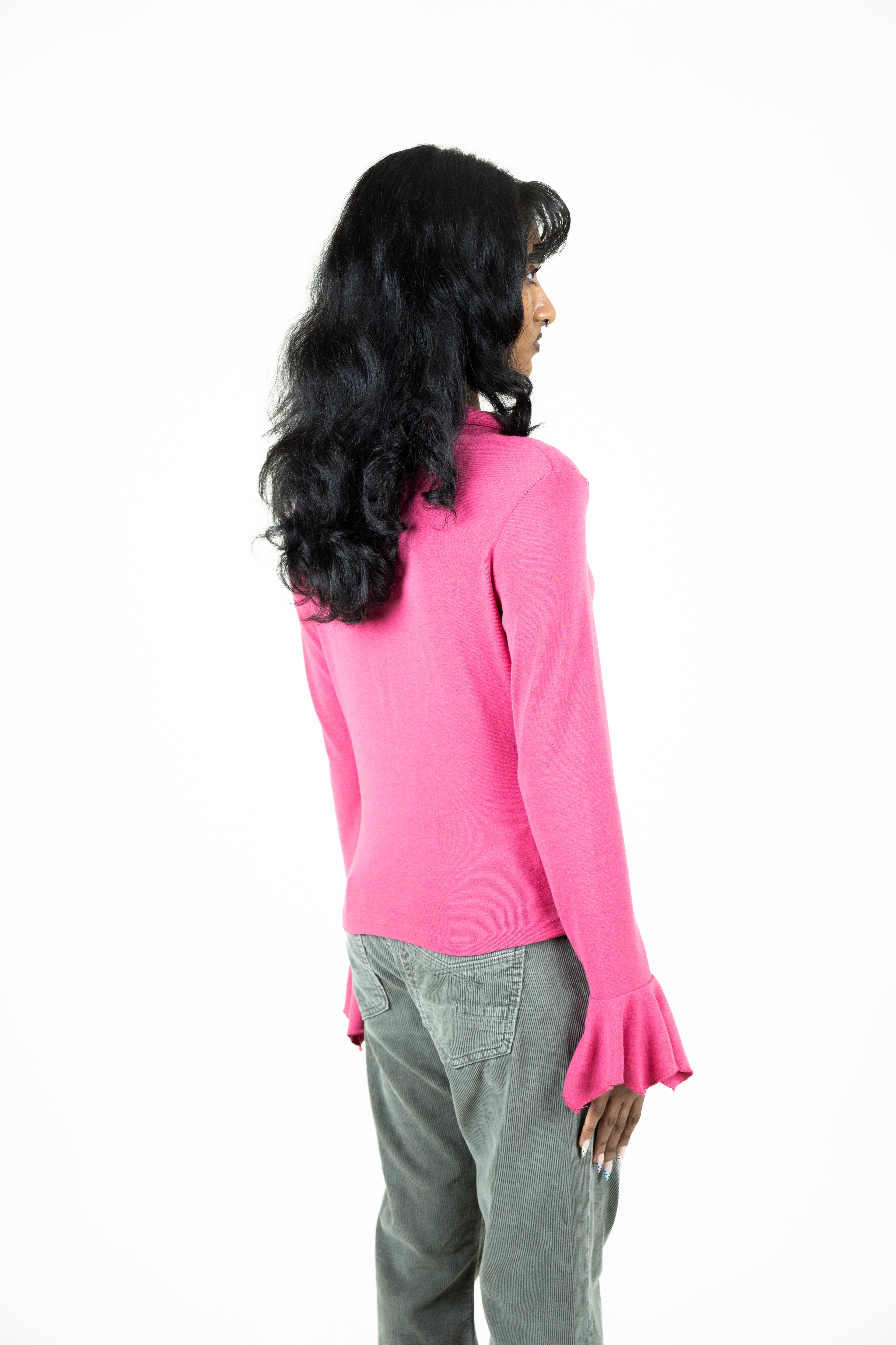 Hot pink flared sleeve top