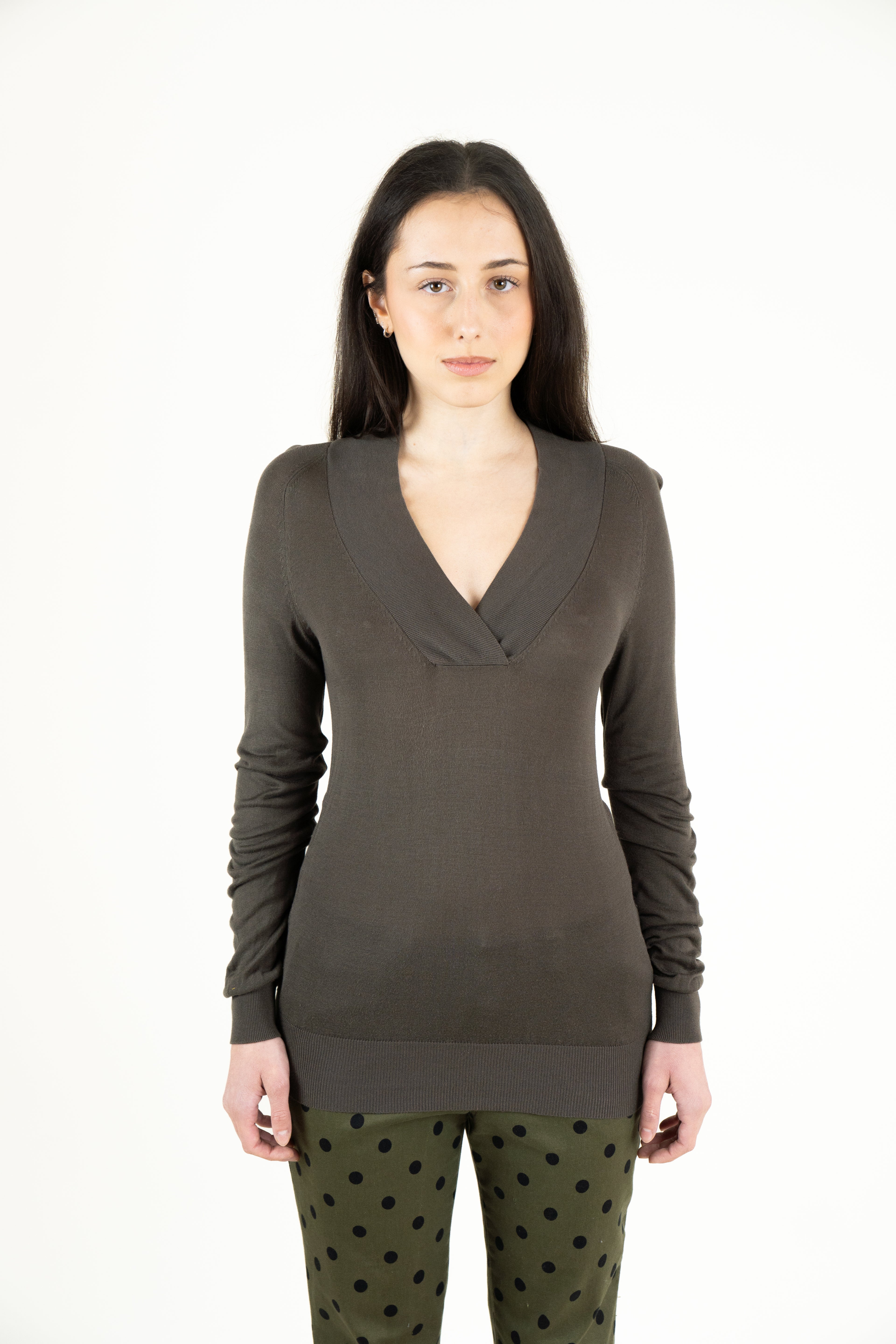 Taupe shawl longsleeve sweater