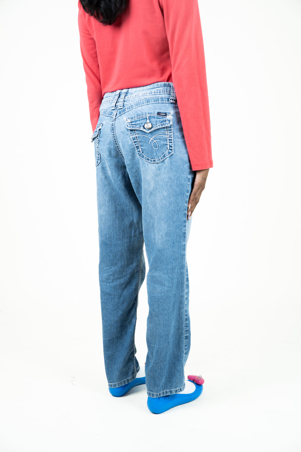 wash blue denim pants