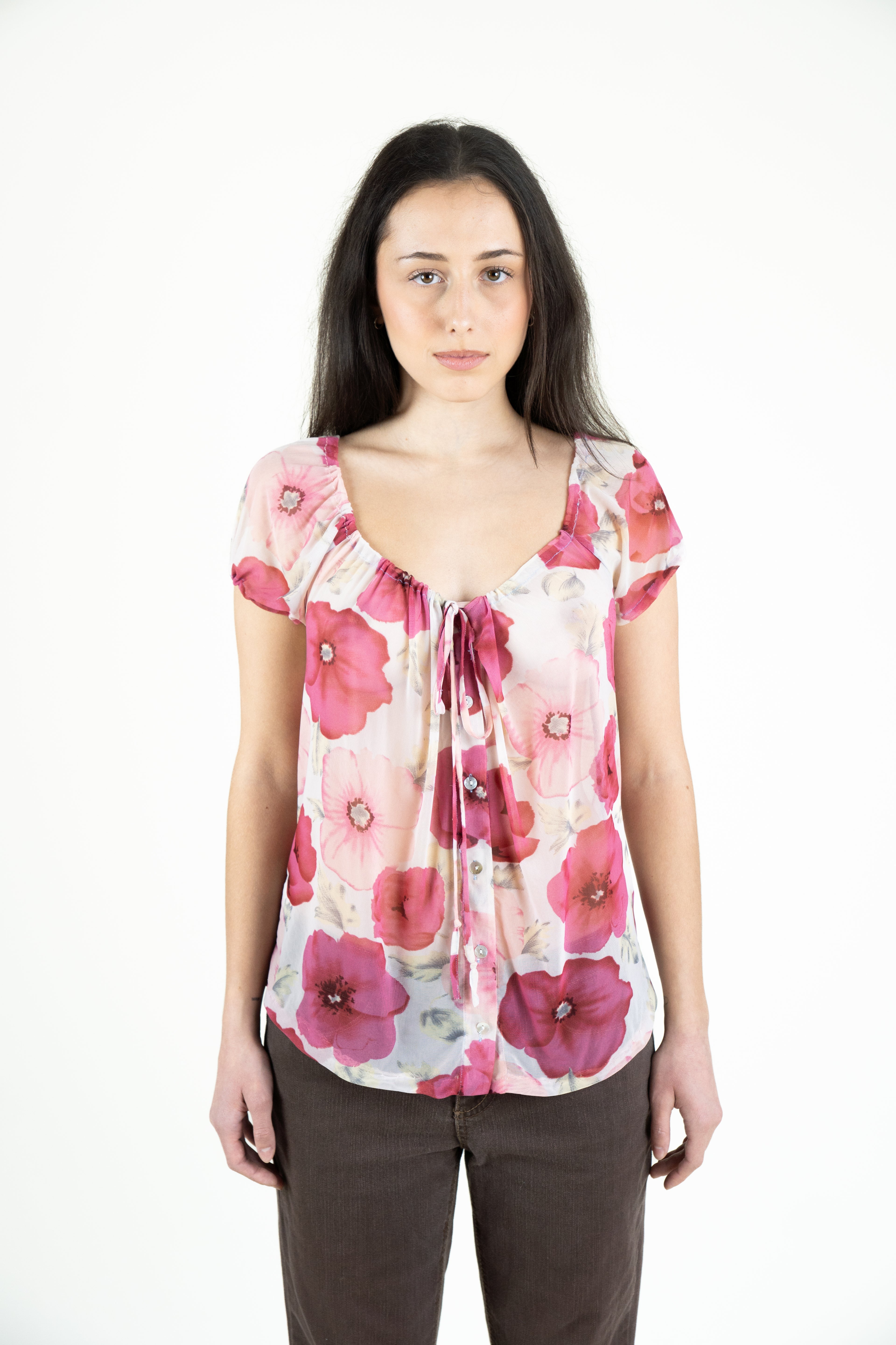 Pink floral blouse