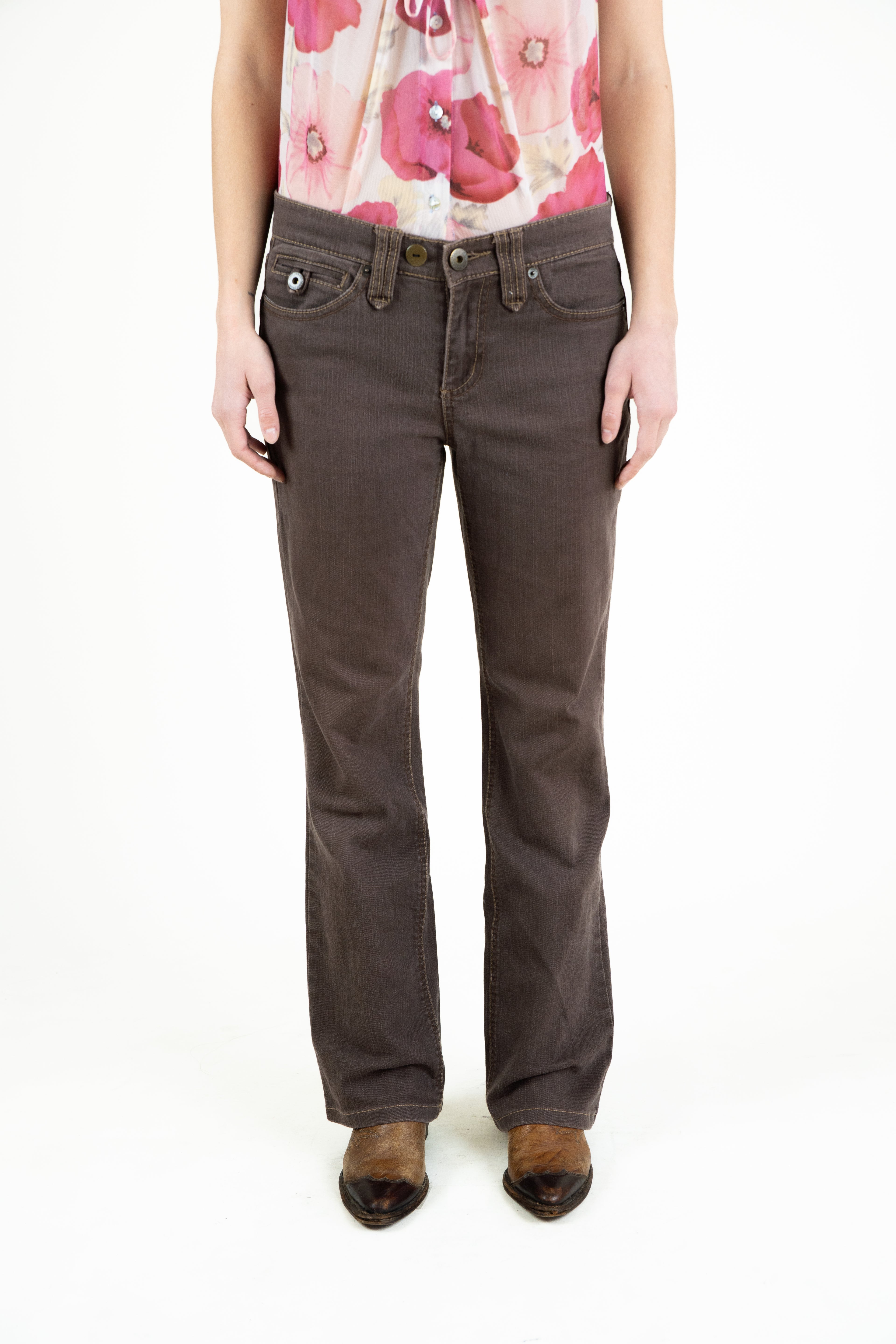 low rise brown pants