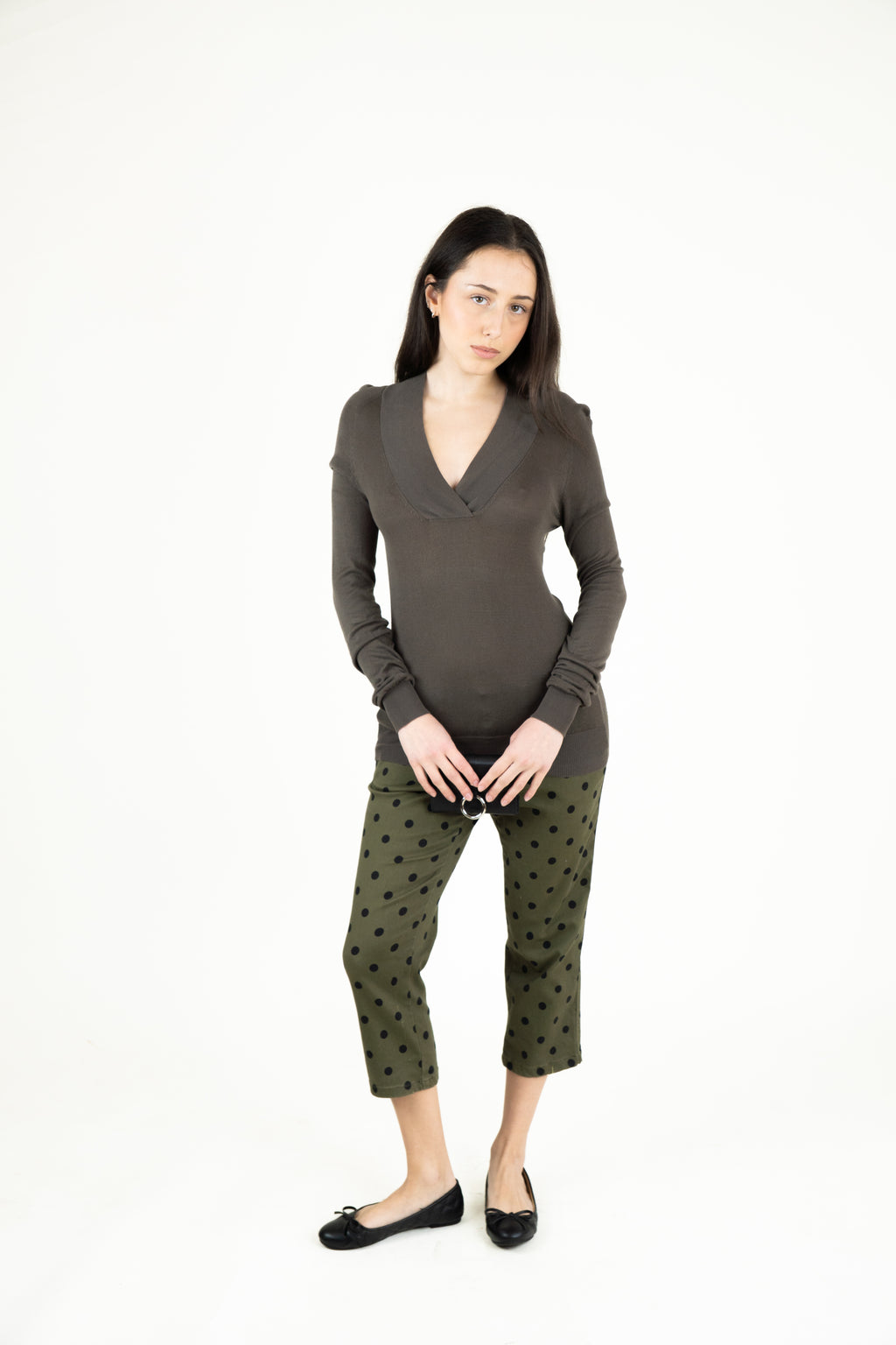Taupe shawl longsleeve sweater