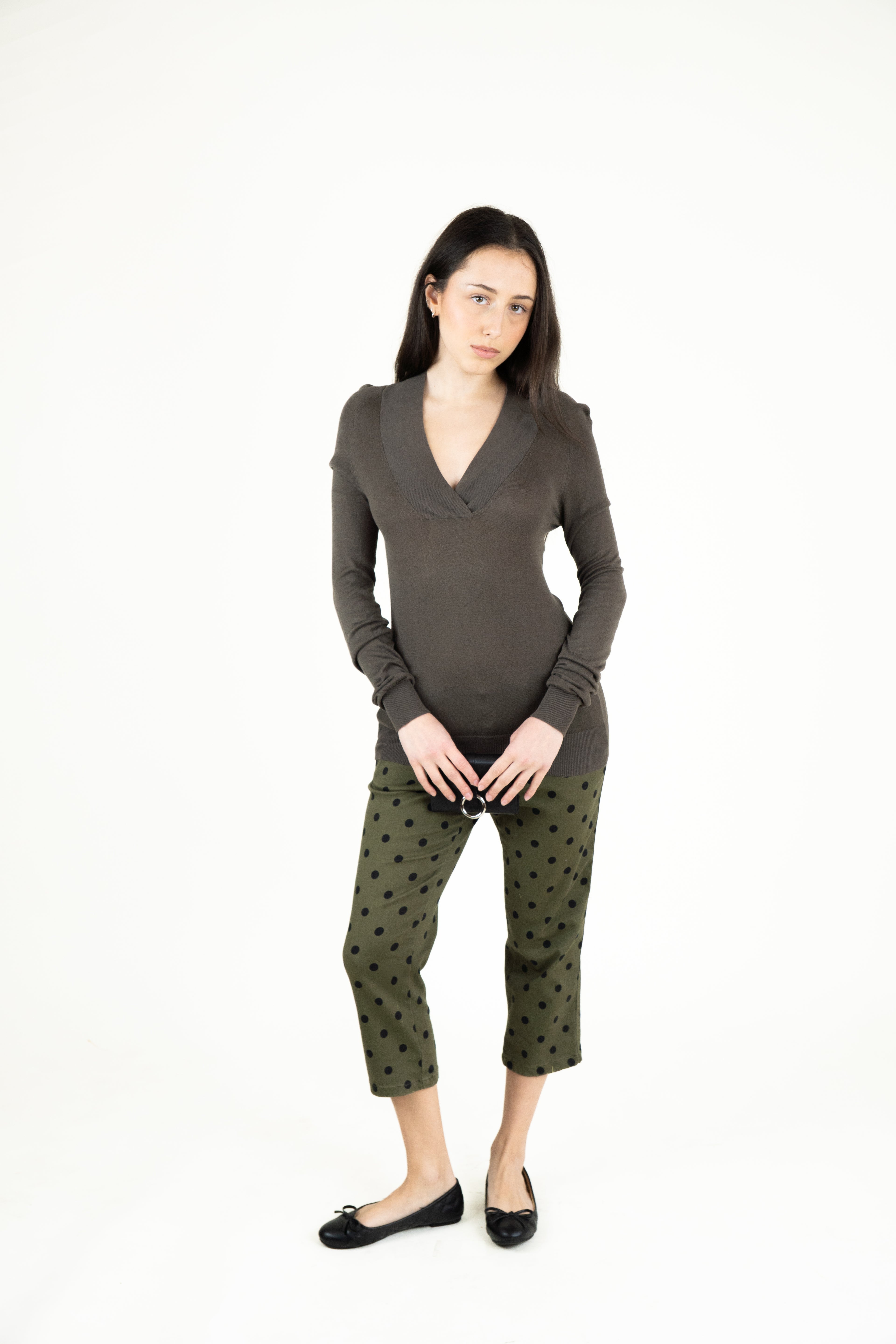 Taupe shawl longsleeve sweater