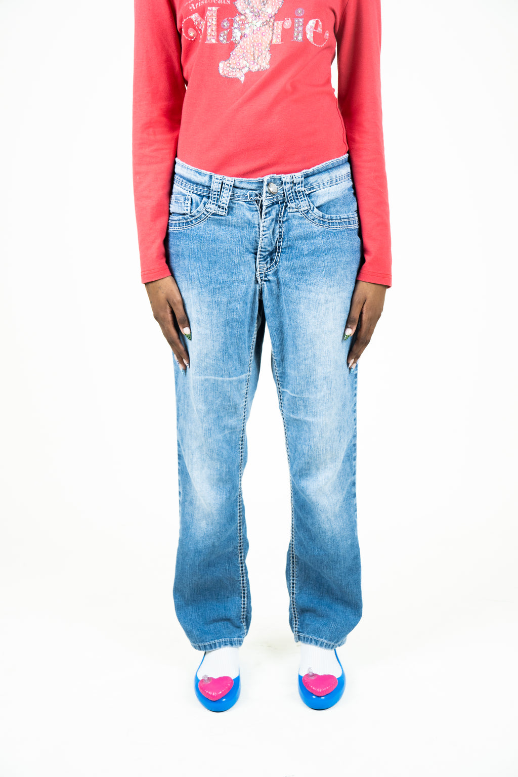 wash blue denim pants