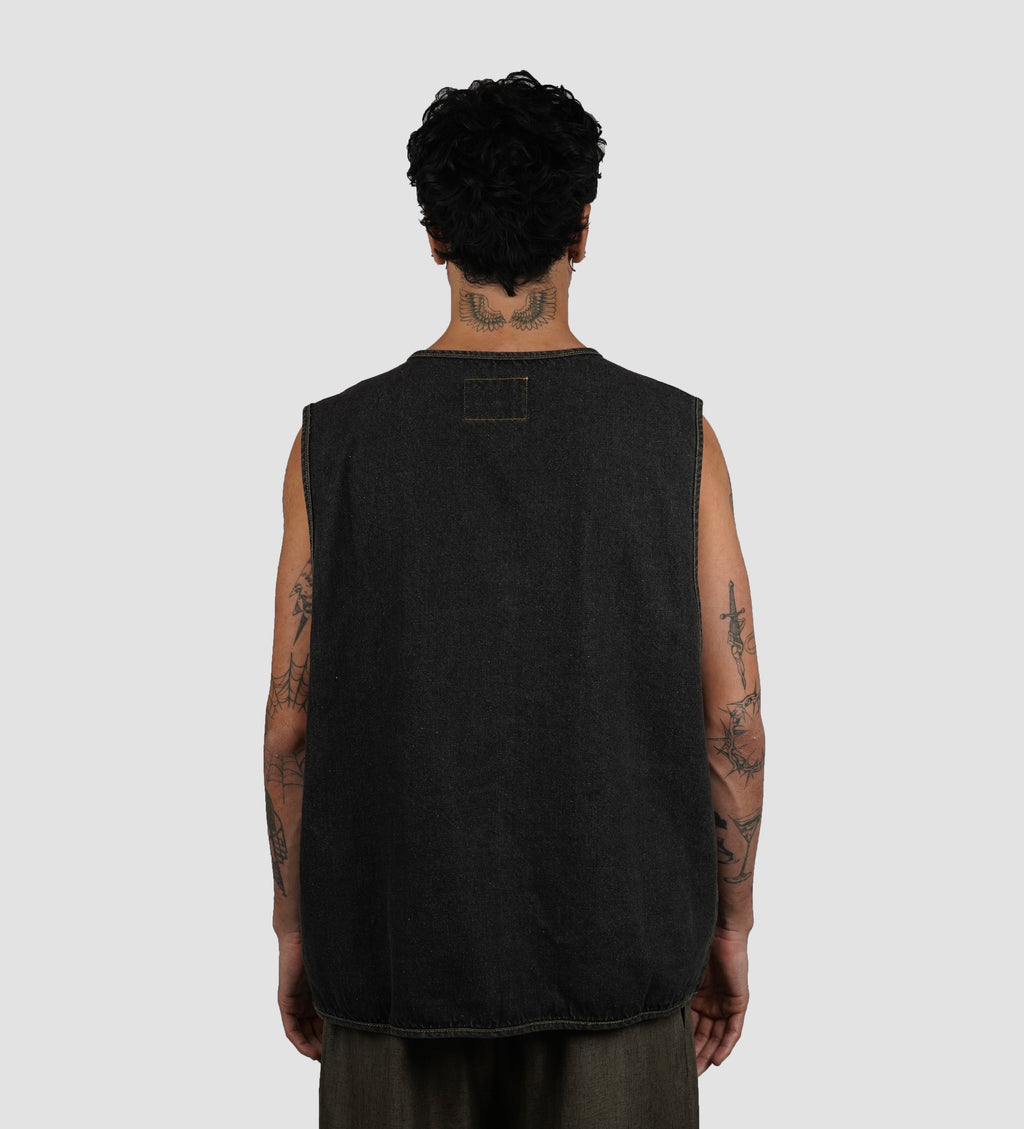 Denim utility vest