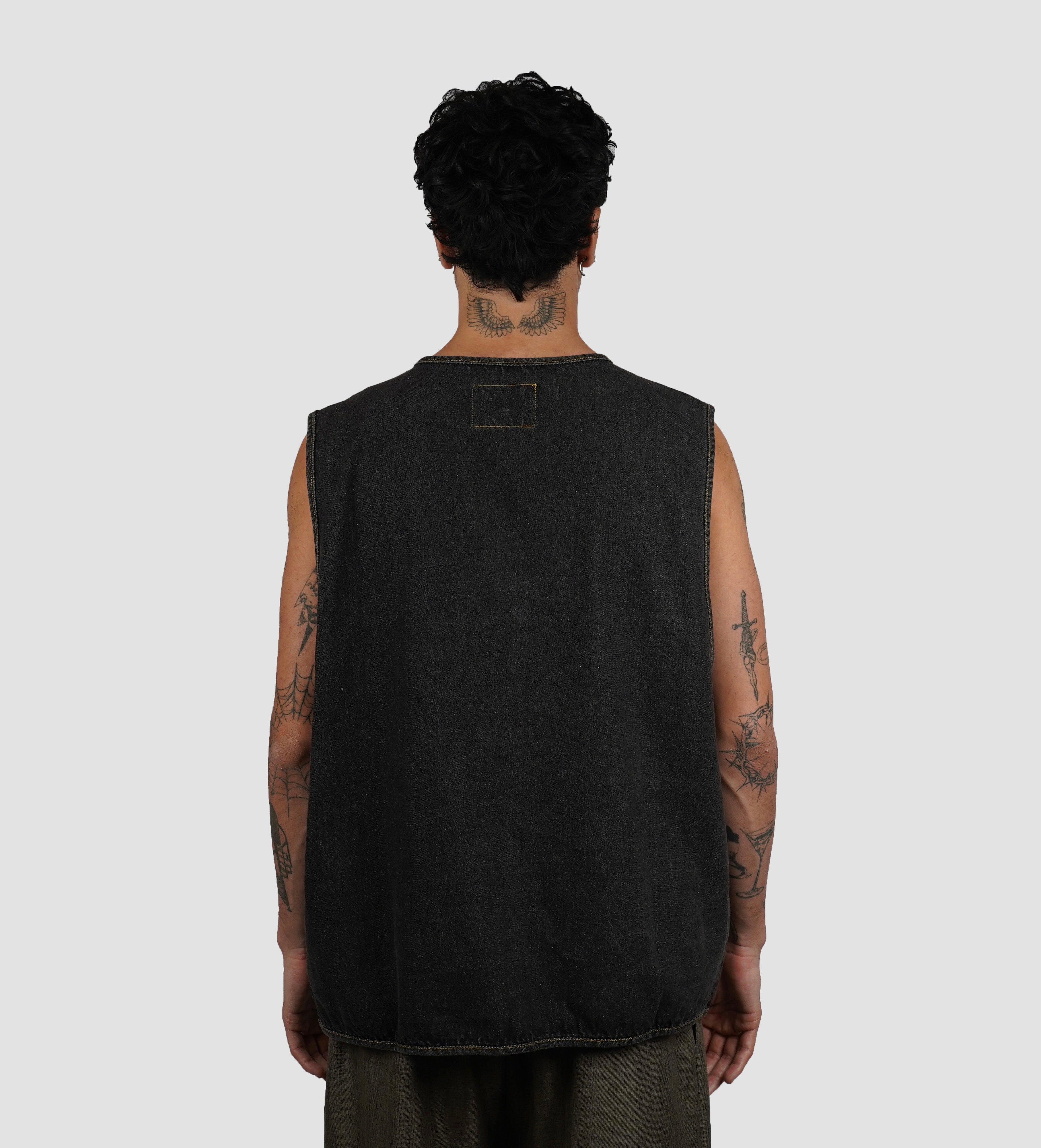 Denim utility vest