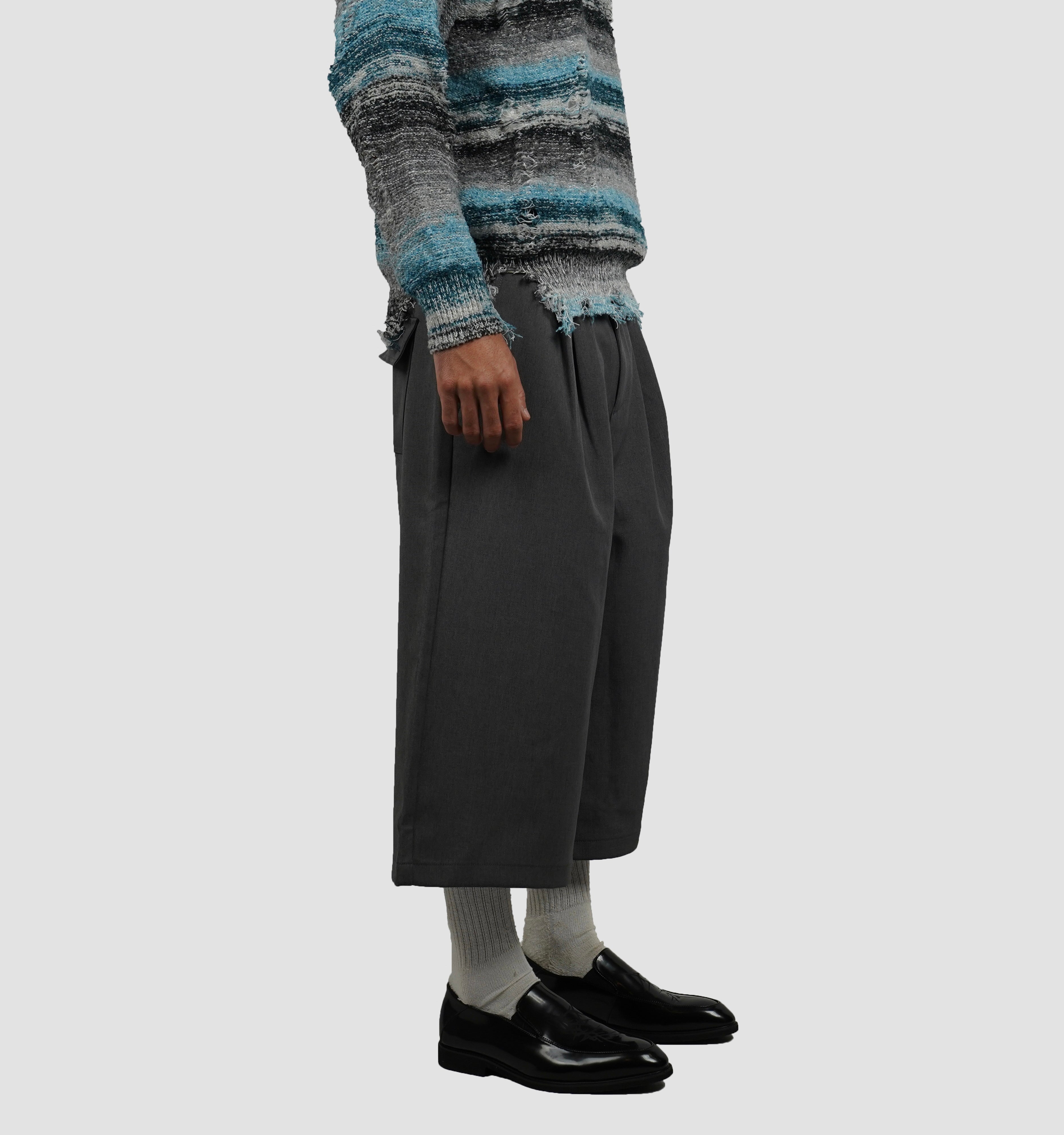 Pleated gray culotte shorts